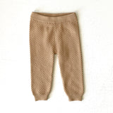 Milan Earthy Sweater Knit Baby Leggings || Earth Brown Waffle