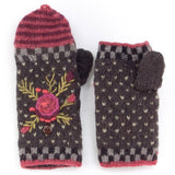 Aubrey Floral Wool Flip Mittens || Light & Natural