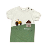 Farm Jacquard Knit Baby Jumpsuit || Natural & Green