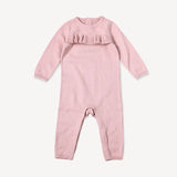 Milan Sweater Knit Ruffle Baby Jumpsuit || Mauve Pink