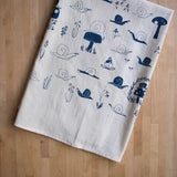 Handprinted Cotton Kitchen Towel || Snails