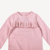 Milan Sweater Knit Ruffle Baby Jumpsuit || Mauve Pink