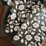 Organic Cotton Tea Towel || Floral on Olive