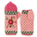 Aubrey Floral Wool Flip Mittens || Light & Natural