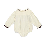 Baby Girls Crinkled Muslin Romper || Sweet Cream