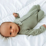 Organic 2 Way Zipper Footie || Seafoam