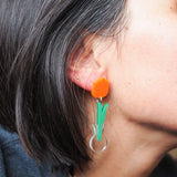 Acrylic Tulip Dangle Earrings || Orange