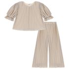 Pleated Knit Pant Set