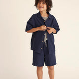 Soft Gauze Short Sleeve Shirt || Navy