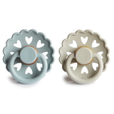 FRIGG Andersen Fairytale Natural Rubber Pacifier Set || Stone Blue & Willow Gray