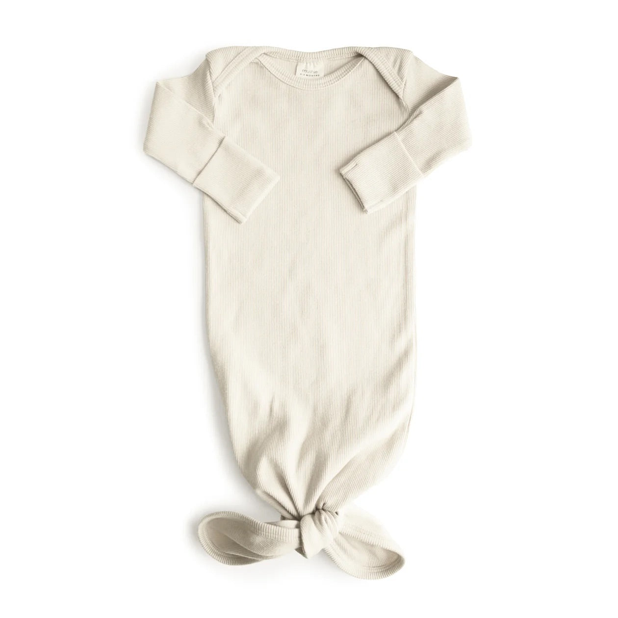 Ribbed Knotted Baby Gown Ivory