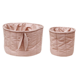 Set Of Two Quilted Baskets || Vintage Nude