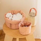 Set Of Two Quilted Baskets || Vintage Nude
