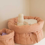Set Of Two Quilted Baskets || Vintage Nude
