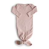 Ribbed Knotted Baby Gown || Blush