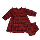Baby Girls Jaipur Dress Set || Red Autumn Strawflower