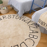 Round Washable Rug || ABC Natural & Black