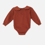 Basic Collar Baby Bodysuit || Brown