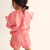 Organic Striped Baby Shorts || Confetti Pink