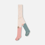 Tights With Cat Face || Cream, Rosette Pink & Sage Green