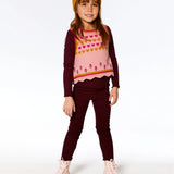 Super Soft Rib Top || Flounce Collar Burgundy