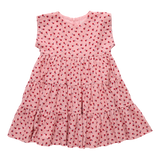 Girls Peachy Dress || Pink Tiny Roses