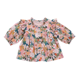 Girls Kalani Button Up Top || Watercolor Floral