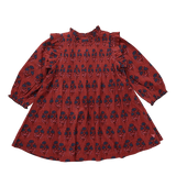Girls Jaipur Dress || Red Autumn Strawflower