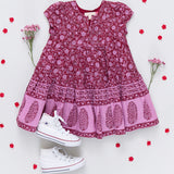 Girls Adele Dress || Burgundy Garden Floral