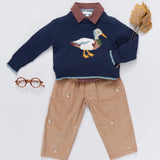 Boys Oliver Sweater || Navy Mallard