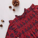 Girls Jaipur Dress || Red Autumn Strawflower