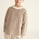 Organic Striped Toweling Sweatshirt || Coffee