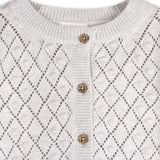 Dobby Pointelle Knit Baby Cardigan || Pearl Grey Heather