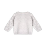 Dobby Pointelle Knit Baby Cardigan || Pearl Grey Heather