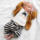 Organic Baby Pants || Navy Toweling Stripes
