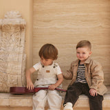 Cecil Overall with Fine Vertical Stripe || Sandy Brown Cloud