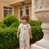 Cecil Overall with Fine Vertical Stripe || Sandy Brown Cloud