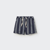 Organic Cotton Striped Baby Shorts || Navy