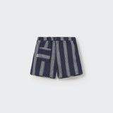 Organic Cotton Striped Baby Shorts || Navy