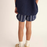 Organic Striped Shorts || Navy