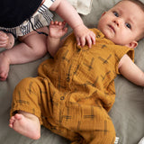 Organic Plaid Muslin Baby Jumpsuit || Oil