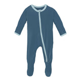 2 Way Zipper Footie || Deep Sea & Spring Sky