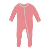 2 Way Zipper Footie || Strawberry & Baby Rose