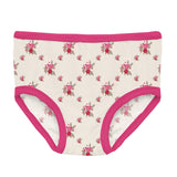 Girl's Bamboo Underwear || Natural Rose Trellis