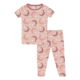 Short Sleeve Pajama Set || Peach Blossom Moon & Stars