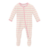2 Way Zipper Footie || Lotus Sweet Stripe