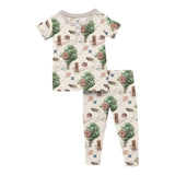 Short Sleeve Henley PJ Set || Natural, Tree House