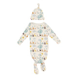 Layette Gown & Hat Set || Natural, Animal Parade
