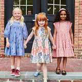 Girls Peachy Dress || Pink Tiny Roses