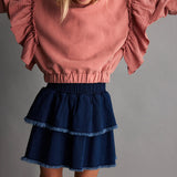 Soft Fleece Ruffles Sweatshirt || Rose